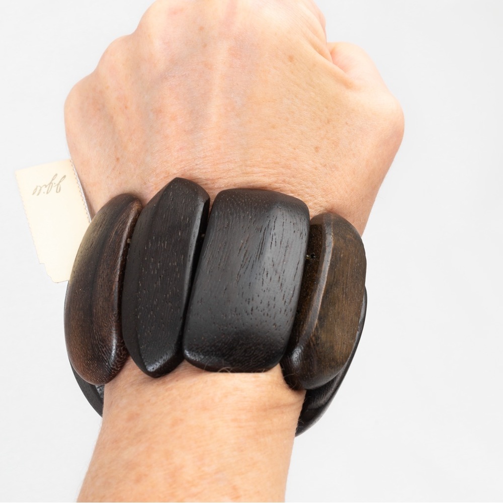 Chunky bracelet wood look chocolate brown stretch bracelet J Jill